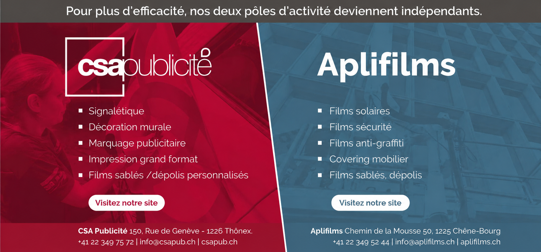 CSA Publicité SA et Aplifilms Sàrl